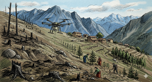 डढेलोले सखाप वनमा ड्रोनमार्फत बीउ छर्ने तयारी