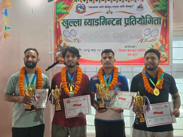 हरिओम र निरजको जोडीलाई ब्याडमिन्टनको उपाधि