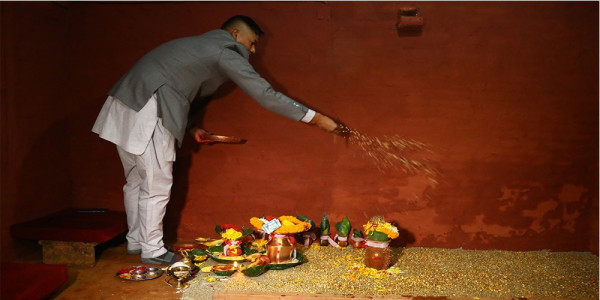 हनुमानढोकाको दसैँ घरमा विधिवत् घटस्थापना
