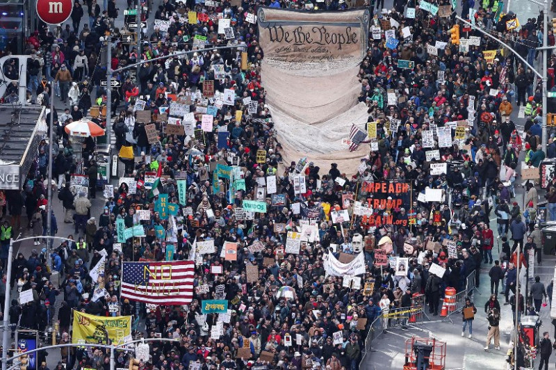 अमेरिकाभर ट्रम्पविरुद्ध विरोध दिनदिनै चर्किंदै