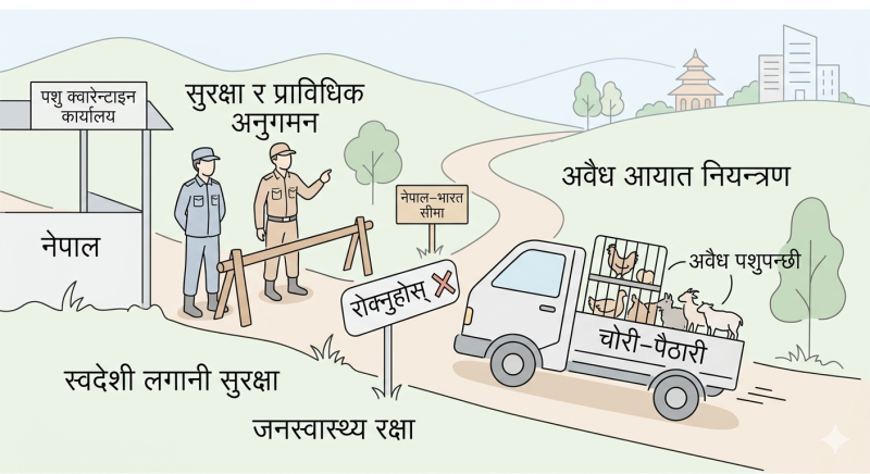 अवैध पशु आयात रोक्न कडा अनुगमन