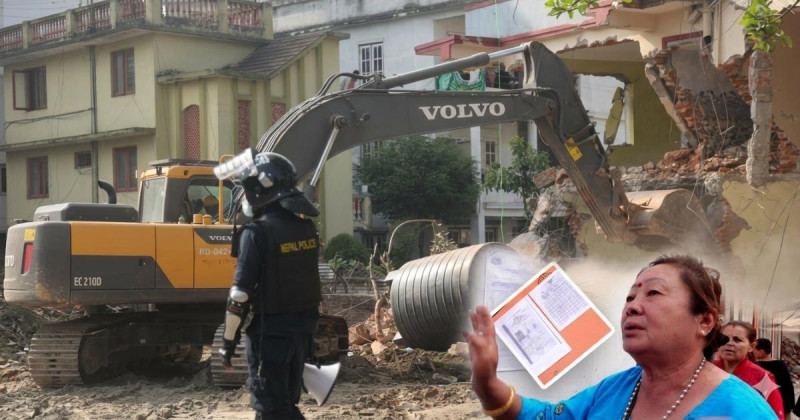 धोबीखोला करिडोरमा जथाभावी डोजर चलाएको भन्दै स्थानीयले गरे विरोध