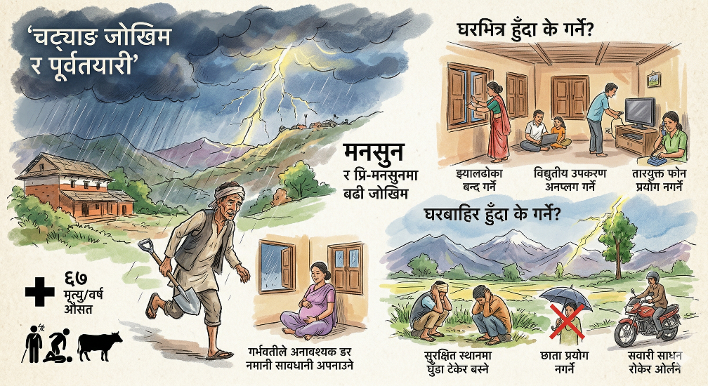 चट्याङका कारण वर्षमा औसत ६७ जनाको मृत्यु