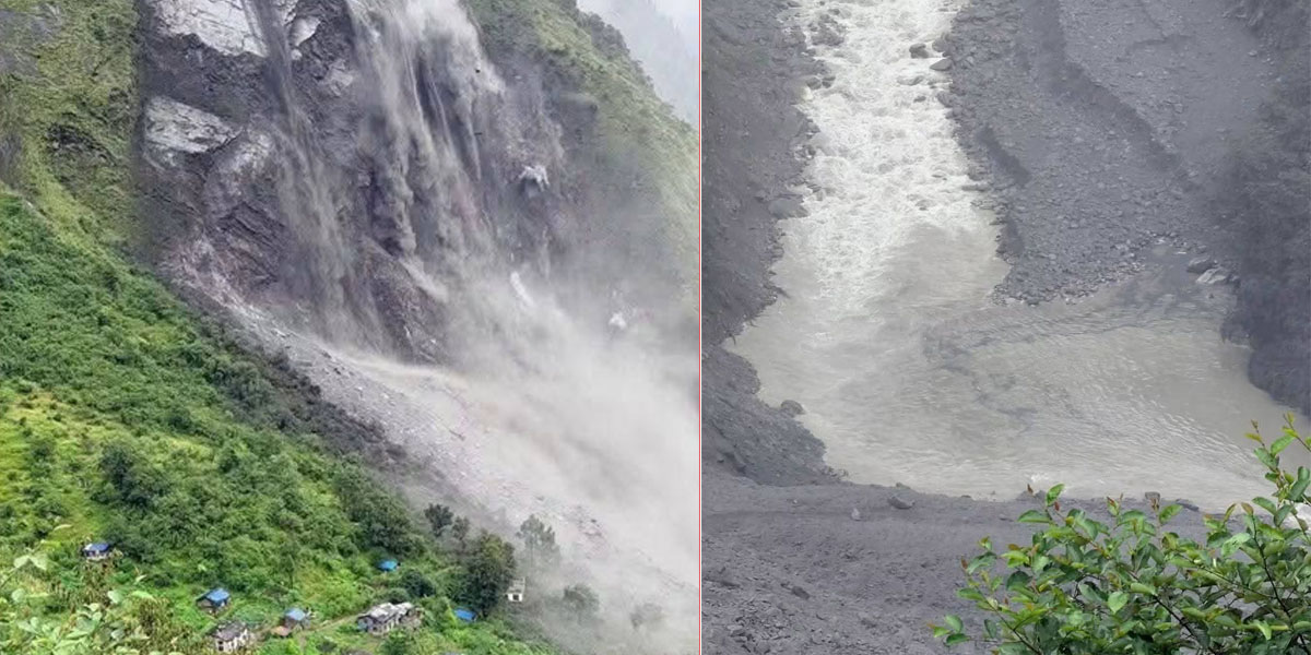 ‘पहिरोले आंशिक थुनिएको चौलानी नदीको बहाव सामान्य’