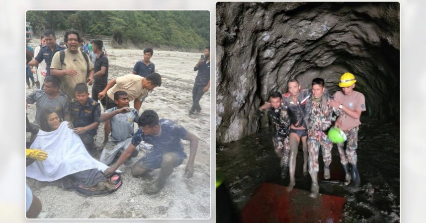 विनाशकारी बाढीको ११ दिनदेखि फसेका दुई जनाको जीवितै उद्धार